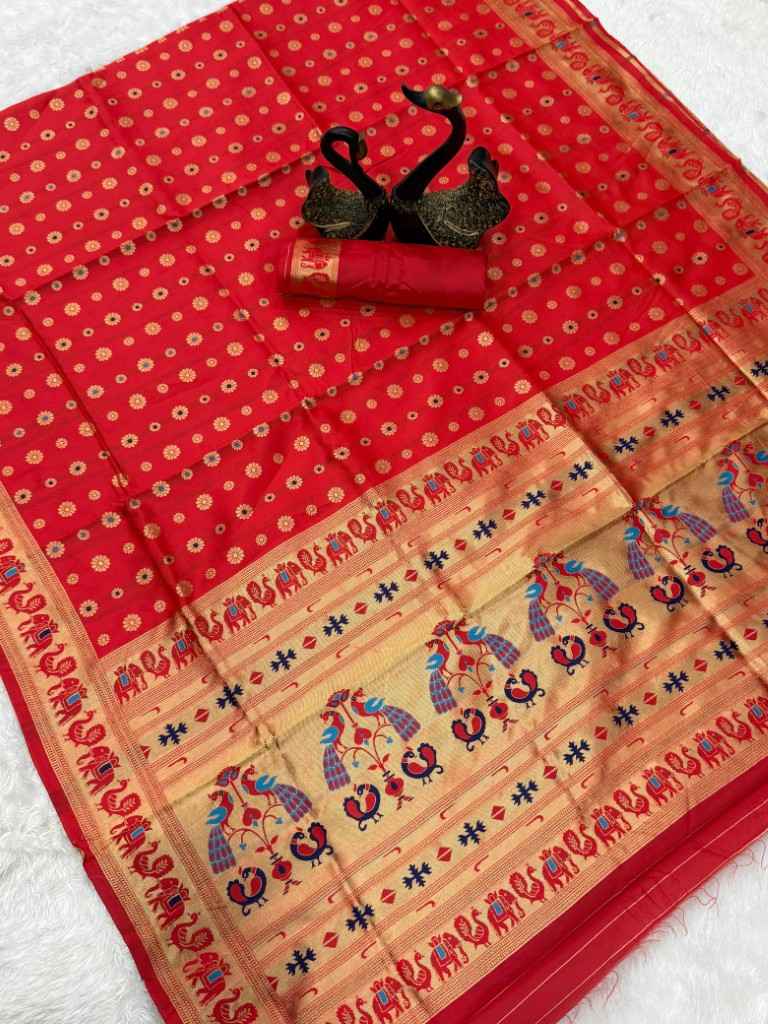 PAITHANI SILK GOLD ZARI MEENAKARI MOTIFS SAREE AT WHOLESALE PRICE