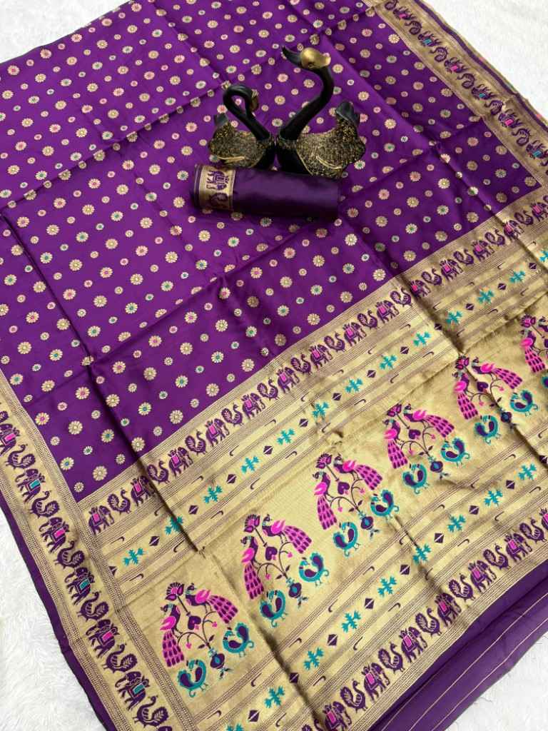 PAITHANI SILK GOLD ZARI MEENAKARI MOTIFS SAREE AT WHOLESALE PRICE