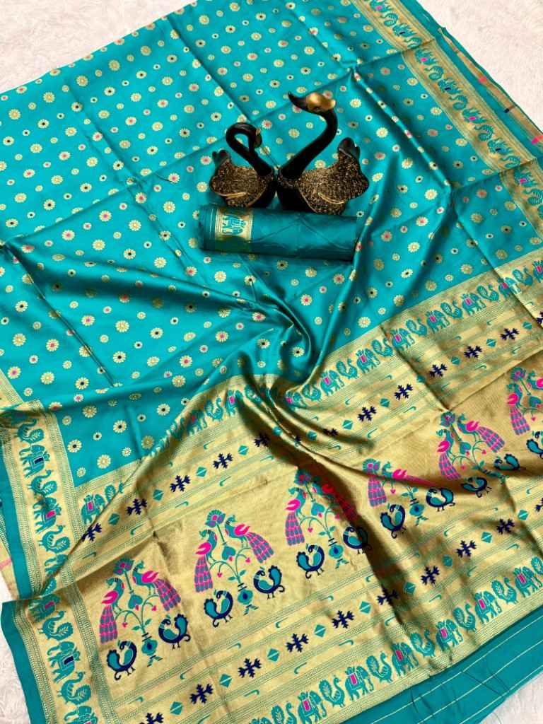 PAITHANI SILK GOLD ZARI MEENAKARI MOTIFS SAREE AT WHOLESALE PRICE