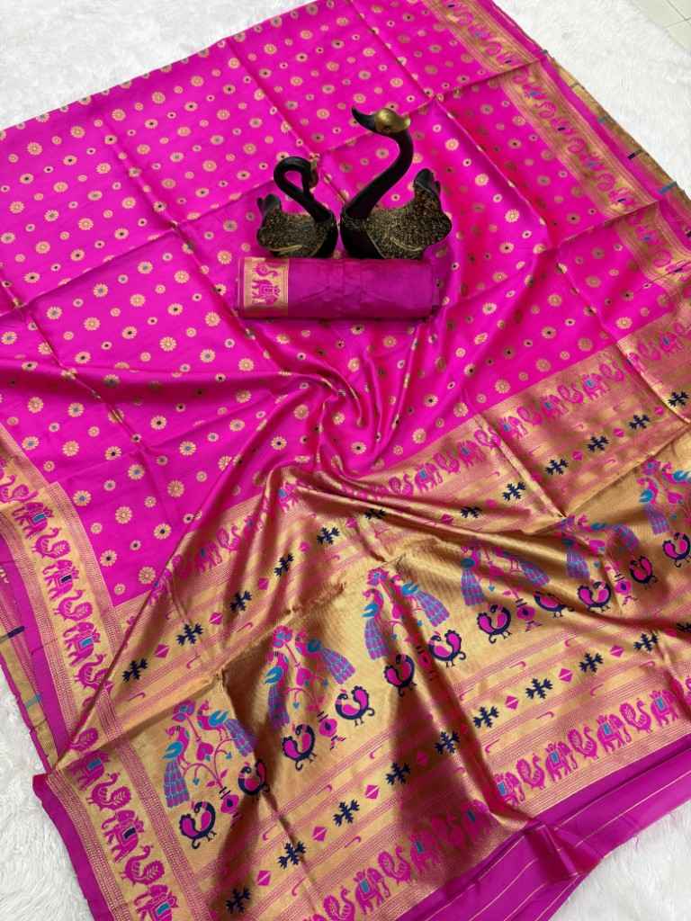 PAITHANI SILK GOLD ZARI MEENAKARI MOTIFS SAREE AT WHOLESALE PRICE