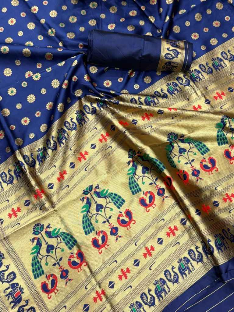 PAITHANI SILK GOLD ZARI MEENAKARI MOTIFS SAREE AT WHOLESALE PRICE