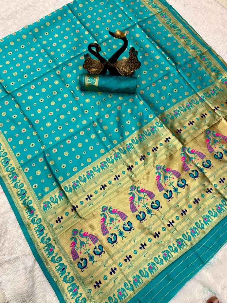 PAITHANI SILK GOLD ZARI MEENAKARI MOTIFS SAREE AT WHOLESALE PRICE