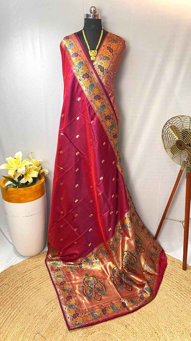 PAITHANI SILK MEENAKARI WEAVING DESIGN SAREE AT WHOLESALE PRICE