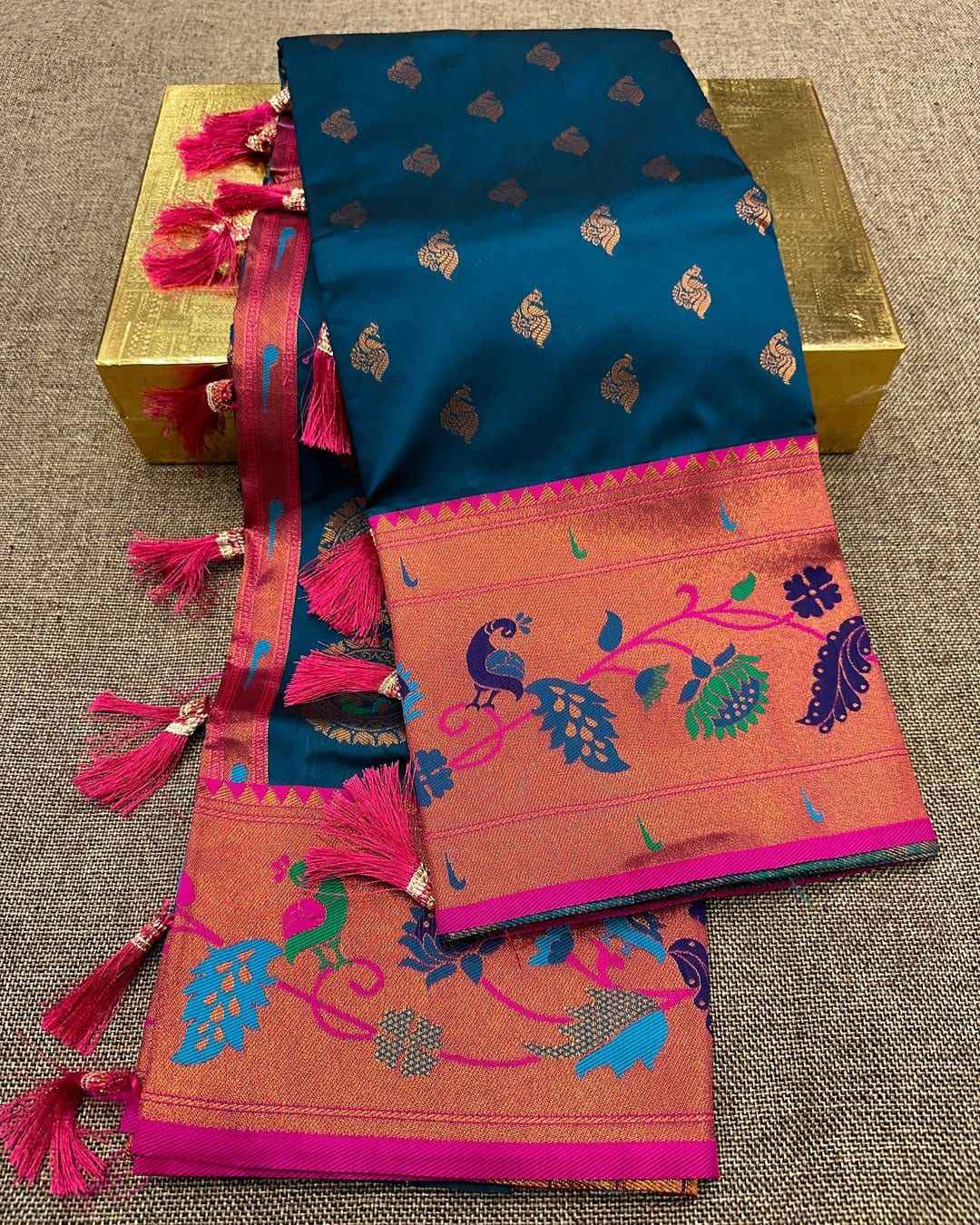 PETHANI SILK WITH ZARI WEAVING MEENAKARI SAREE AT WHOLESALE PRICE