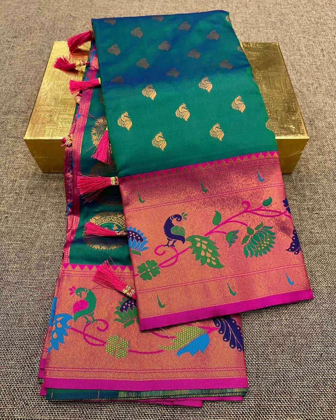 PETHANI SILK WITH ZARI WEAVING MEENAKARI SAREE AT WHOLESALE PRICE