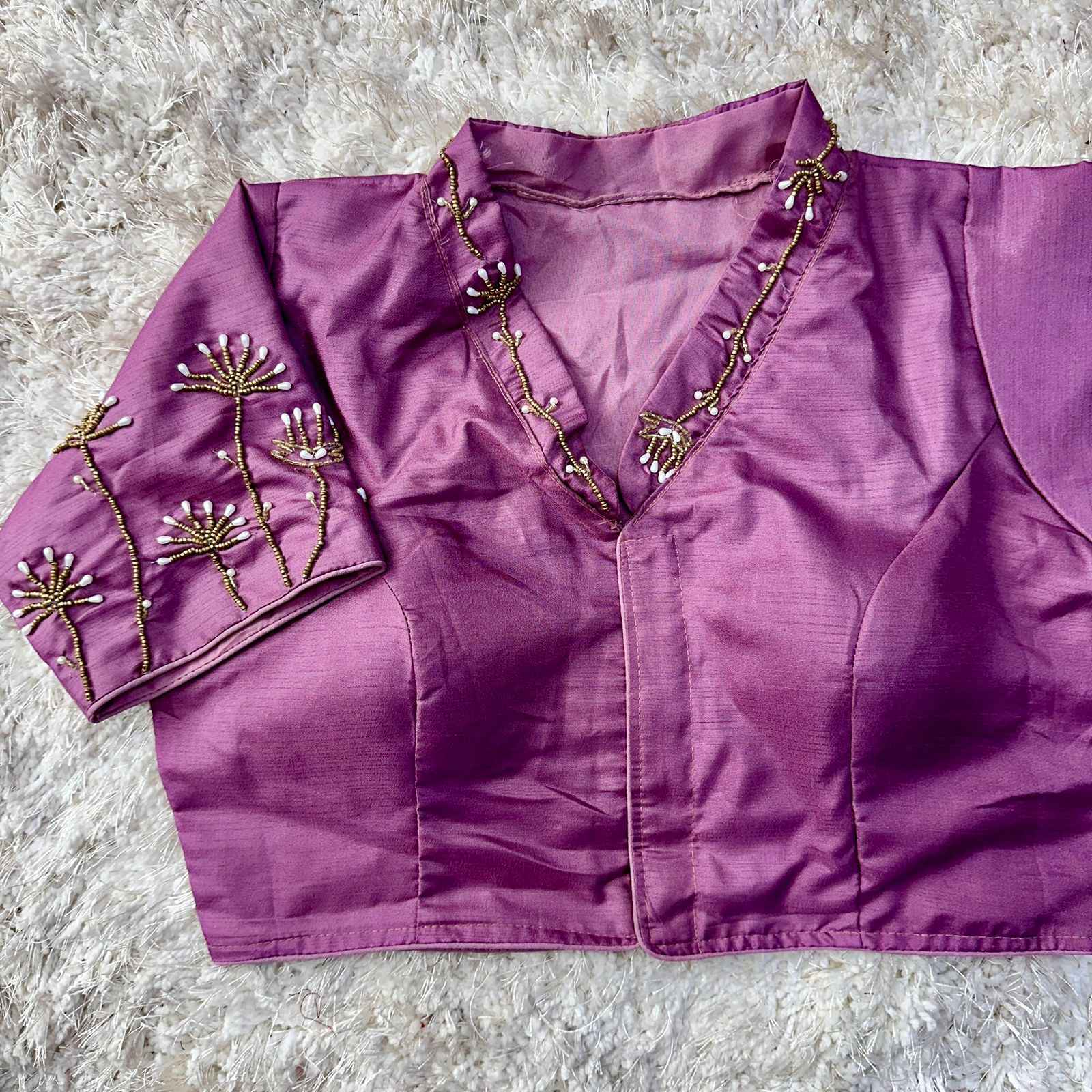 PISTA SILK HANDWORK DESIGNER BLOUSE AT WHOLESALE PRICE