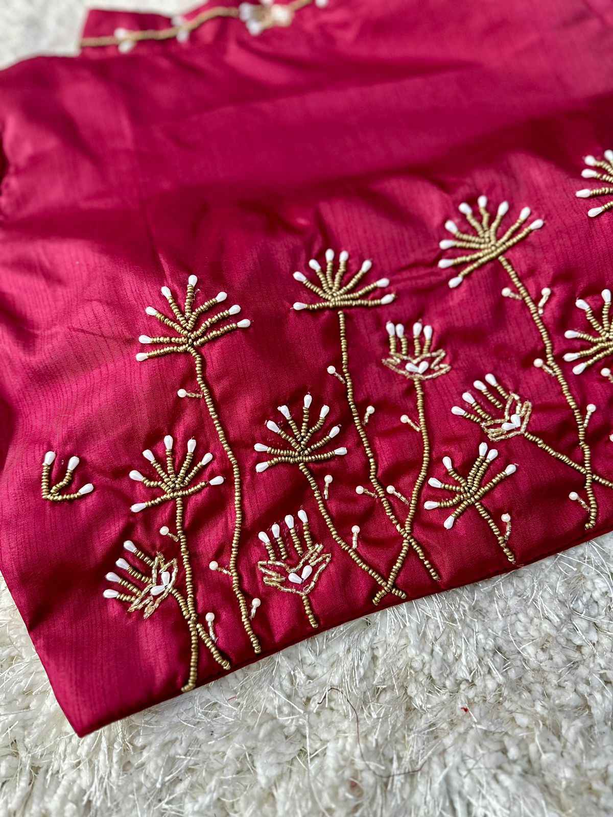 PISTA SILK HANDWORK DESIGNER BLOUSE AT WHOLESALE PRICE