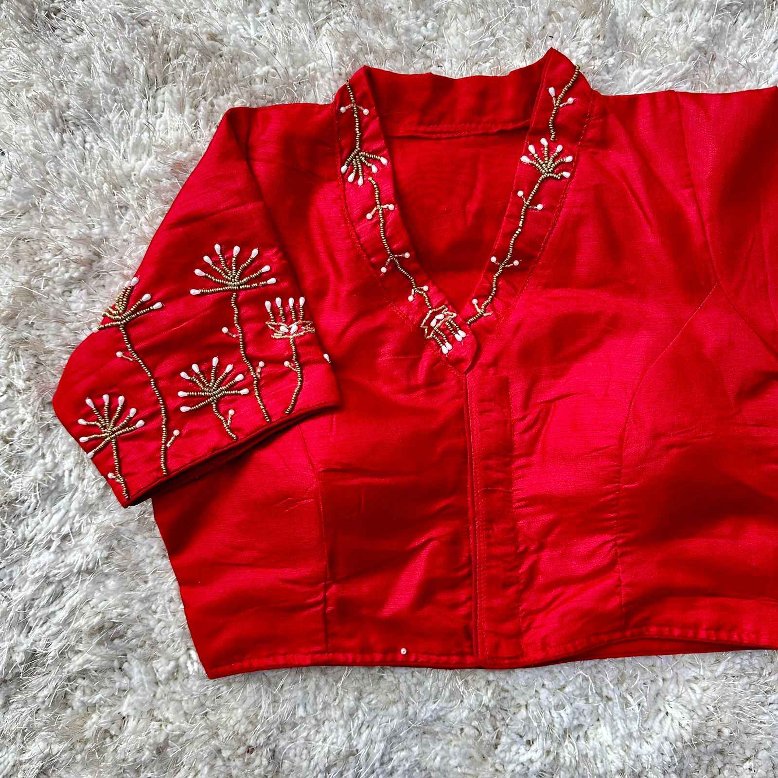 PISTA SILK HANDWORK DESIGNER BLOUSE AT WHOLESALE PRICE