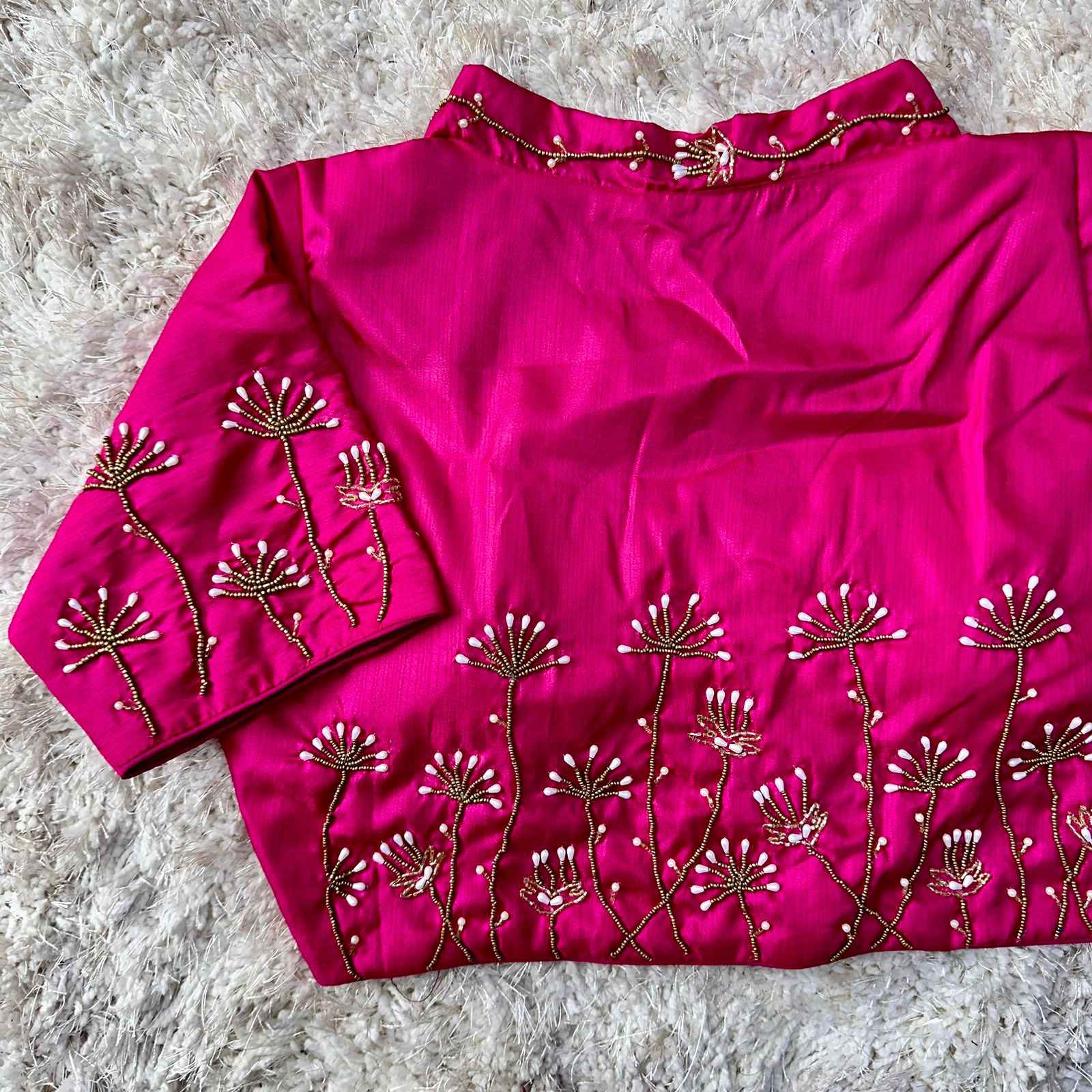 PISTA SILK HANDWORK DESIGNER BLOUSE AT WHOLESALE PRICE