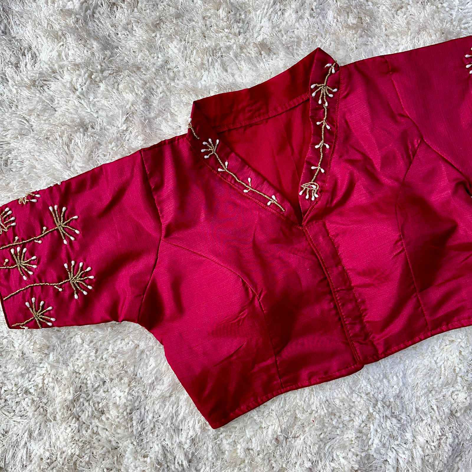 PISTA SILK HANDWORK DESIGNER BLOUSE AT WHOLESALE PRICE