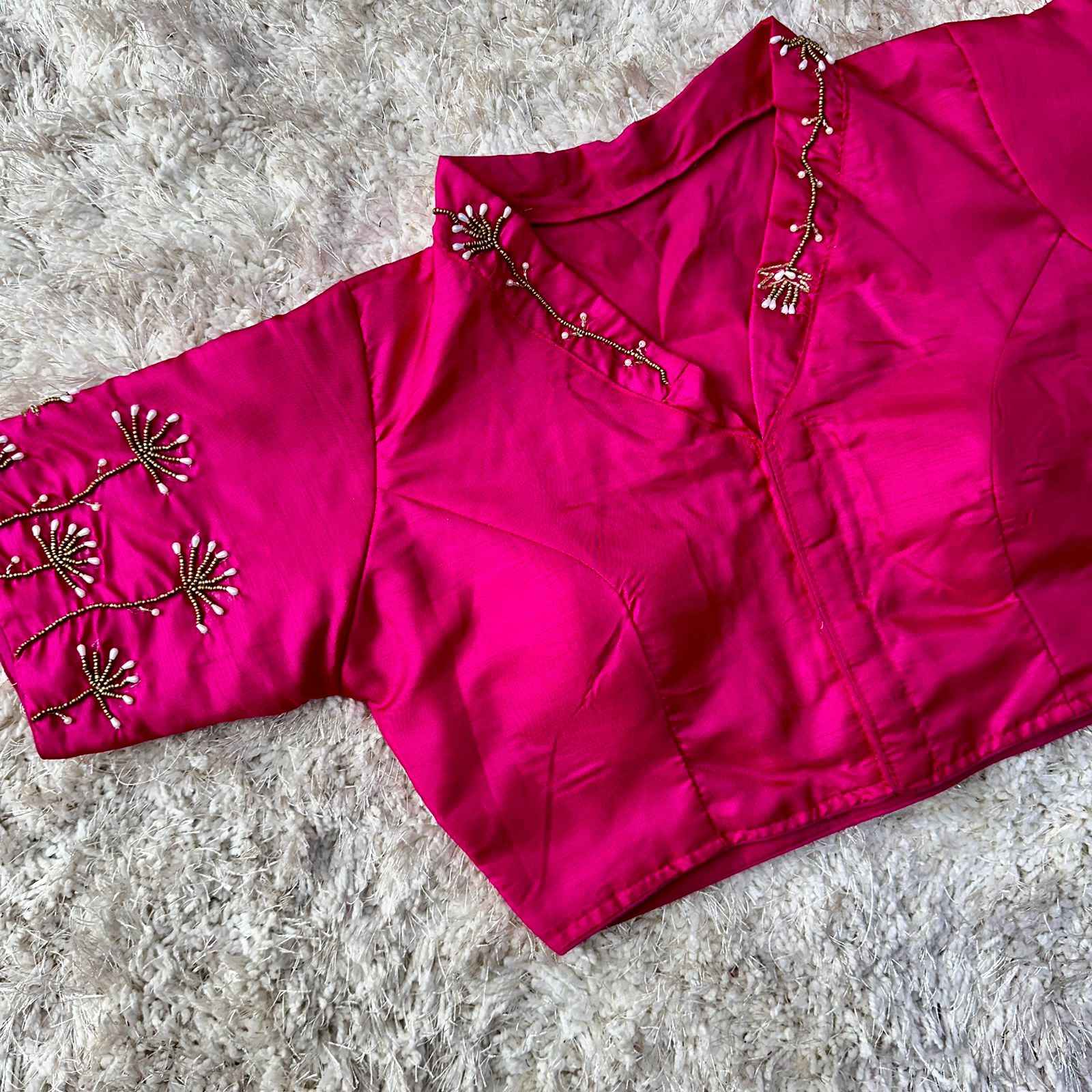 PISTA SILK HANDWORK DESIGNER BLOUSE AT WHOLESALE PRICE