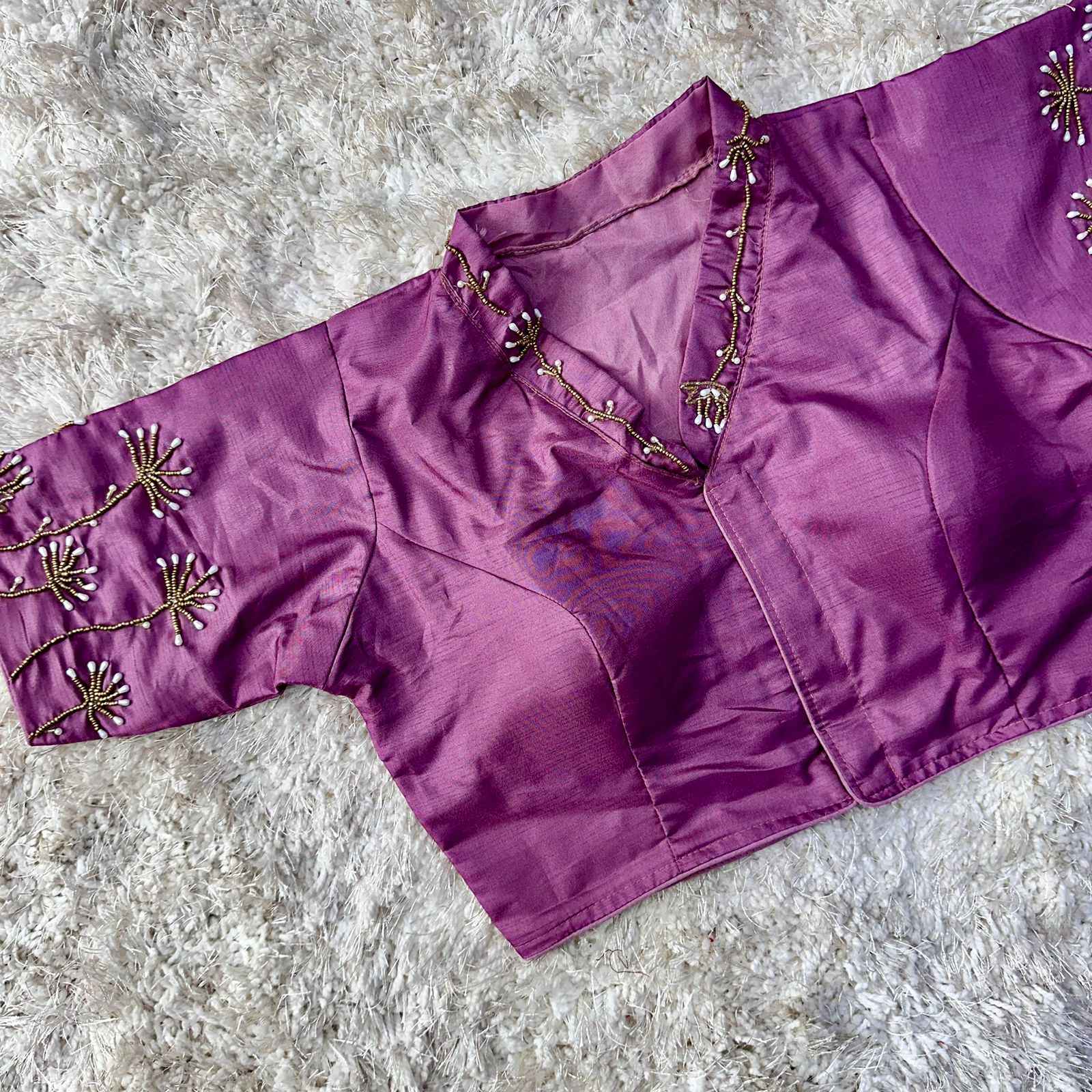 PISTA SILK HANDWORK DESIGNER BLOUSE AT WHOLESALE PRICE