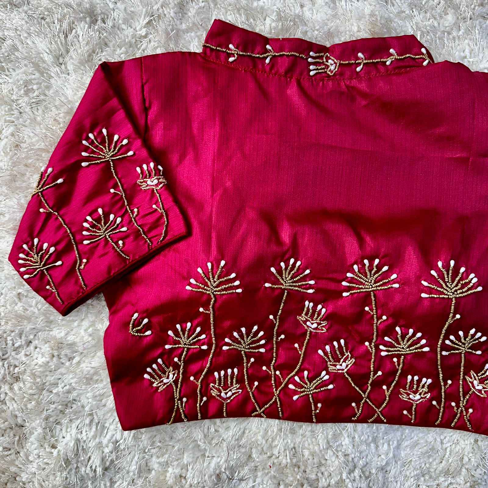 PISTA SILK HANDWORK DESIGNER BLOUSE AT WHOLESALE PRICE