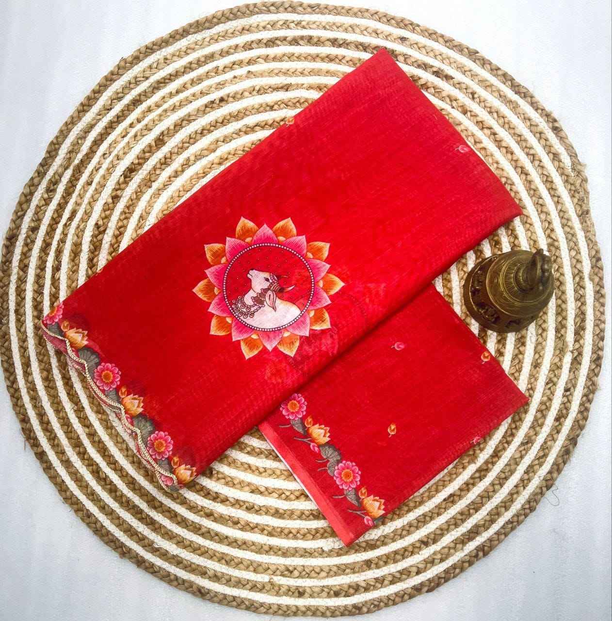 PLAIN LINEN DIGITAL PRINT WITH CUT WORK BORDER SAREE AT WHOLESALE PRICE