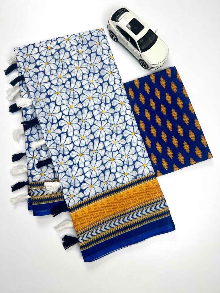 PLAIN LINEN DIGITAL PRINT WITH FUMKA SAREE AT WHOLESALE PRICE