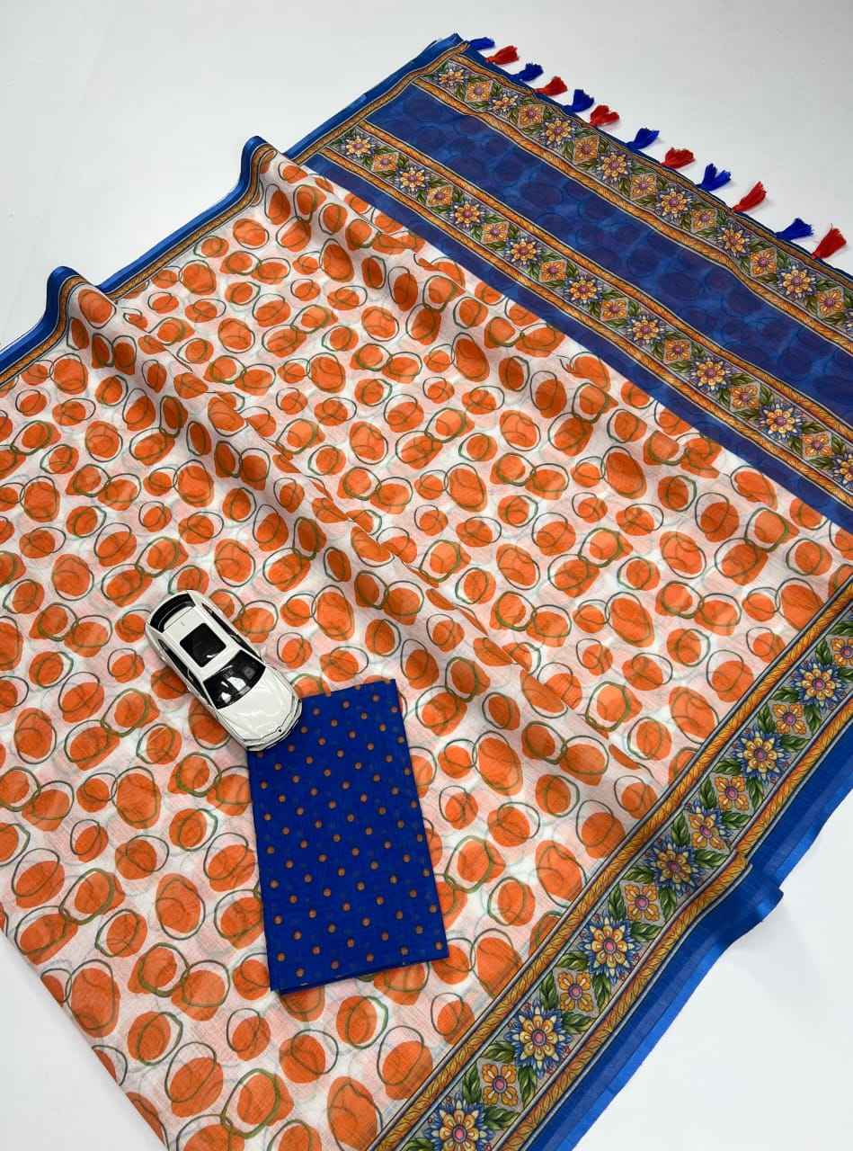 PLAIN LINEN DIGITAL PRINTED SAREE WITH BLOUSE AT WHOLESALE PRICE