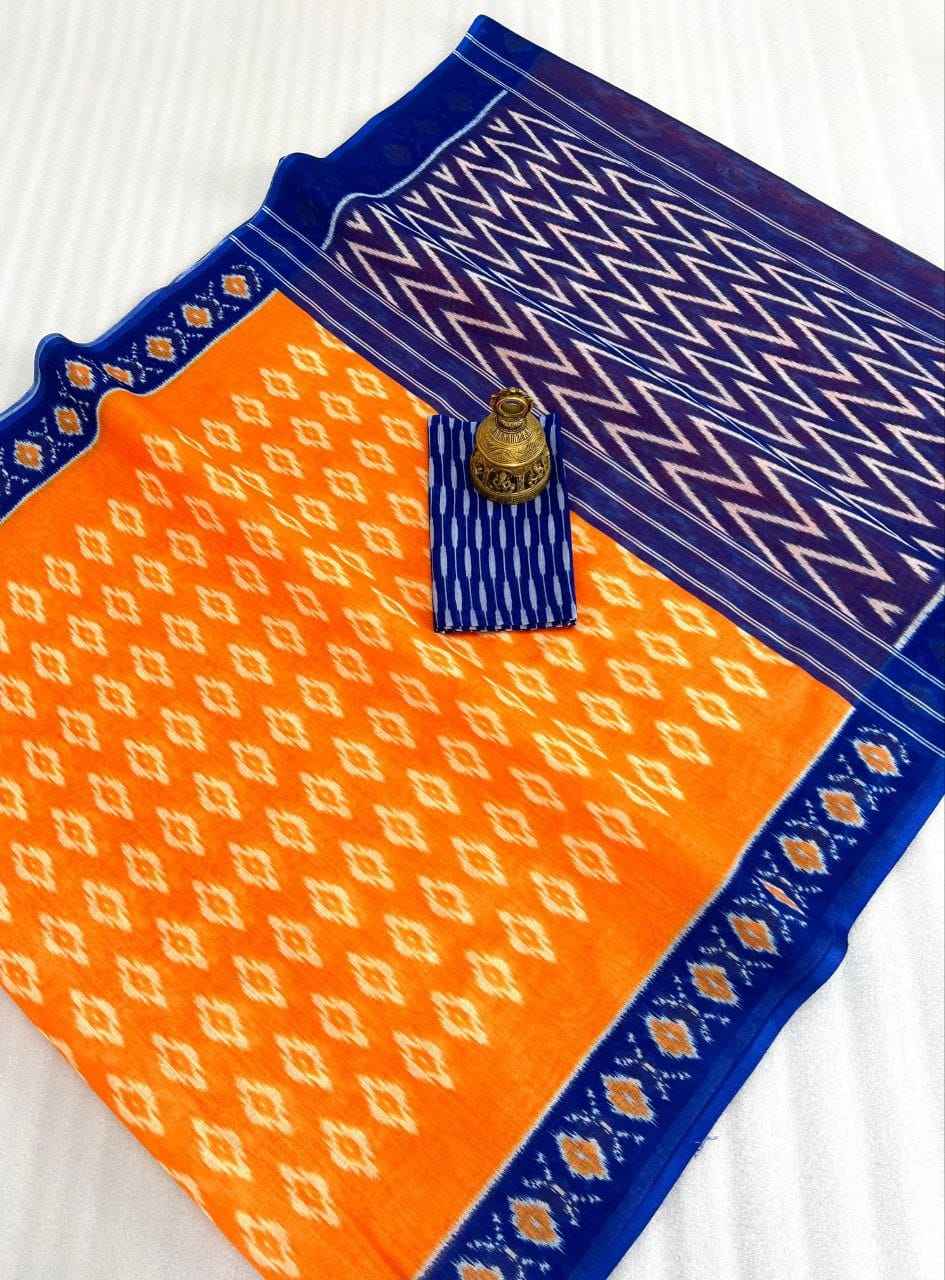 PLAIN LINEN DIGITAL PRINTED SAREE WITH DIGITAL BLOUSE AT WHOLESALE PRICE