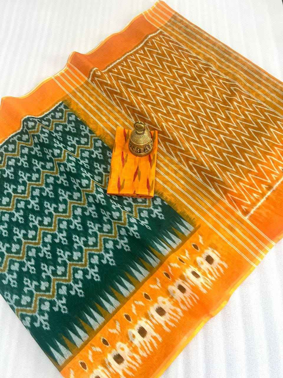 PLAIN LINEN DIGITAL PRINTED SAREE WITH DIGITAL BLOUSE AT WHOLESALE PRICE