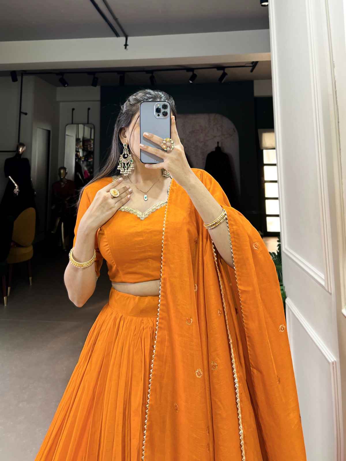 PURE CHANDERI PLAIN WITH ZARI WEAVING WORK LEHENGA CHOLI AT WHOLESALE PRICE