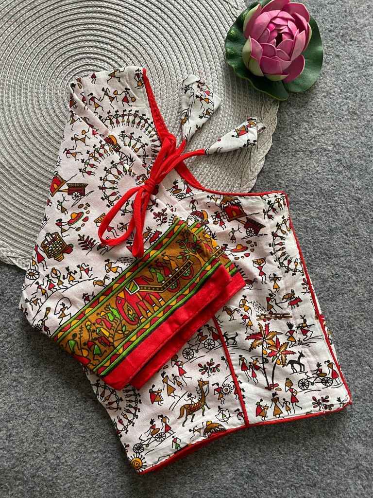 PURE COTTON HANDBLOCK PRINT BOAT NECK BLOUSE AT WHOLESALE PRICE