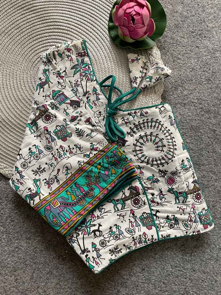 PURE COTTON HANDBLOCK PRINT BOAT NECK BLOUSE AT WHOLESALE PRICE