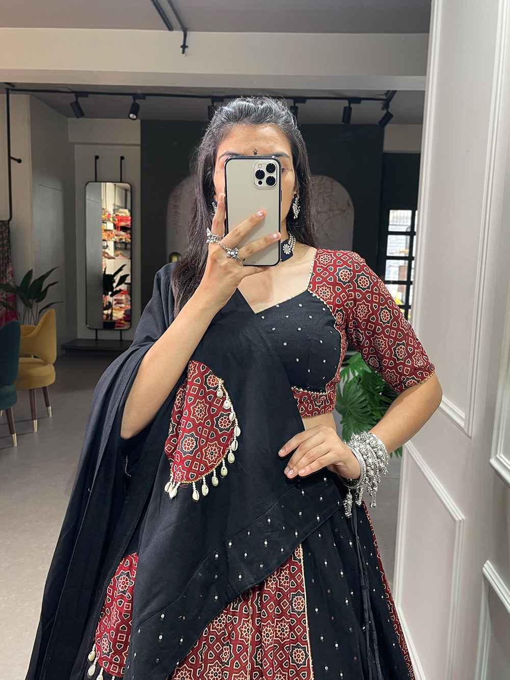 PURE COTTON PRINTED AND MIRROR WORK LEHENGA CHOLI AT WHOLESALE PRICE