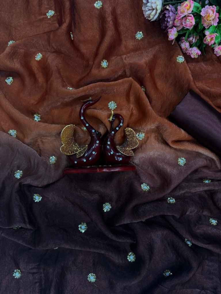 PURE FRENDY CRUSH WITH SHADED COLOR SEQUINS WORK SAREE AT WHOLESALE PRICE