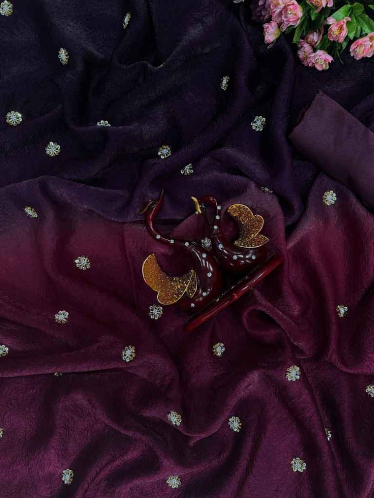 PURE FRENDY CRUSH WITH SHADED COLOR SEQUINS WORK SAREE AT WHOLESALE PRICE
