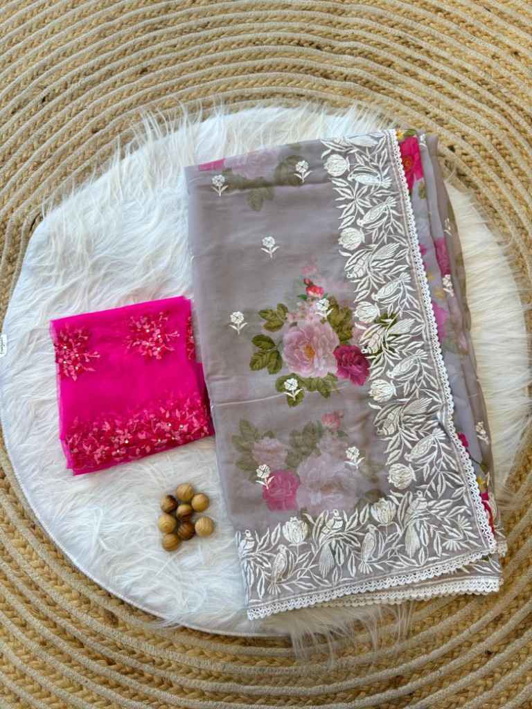 PURE GEORGETT SILK DIGITAL FLORAL PRINTED SAREE AT WHOLESALE PRICE