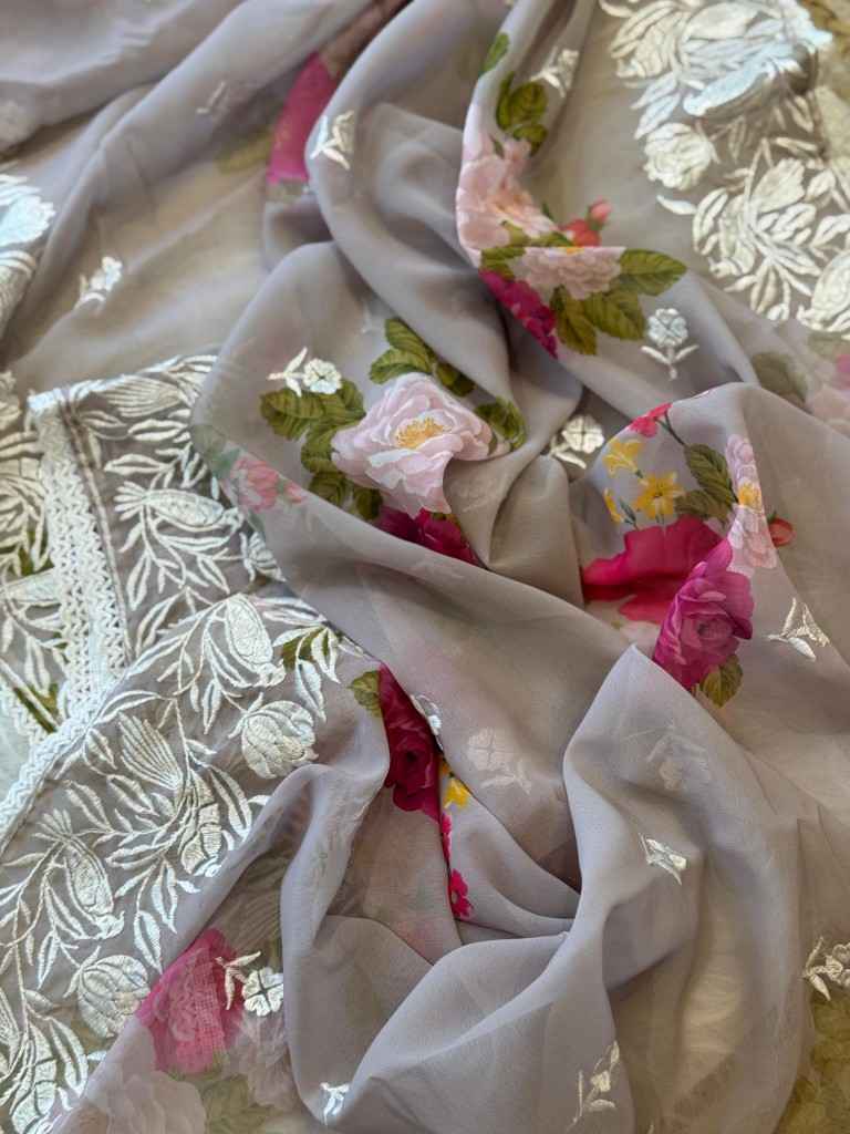 PURE GEORGETT SILK DIGITAL FLORAL PRINTED SAREE AT WHOLESALE PRICE