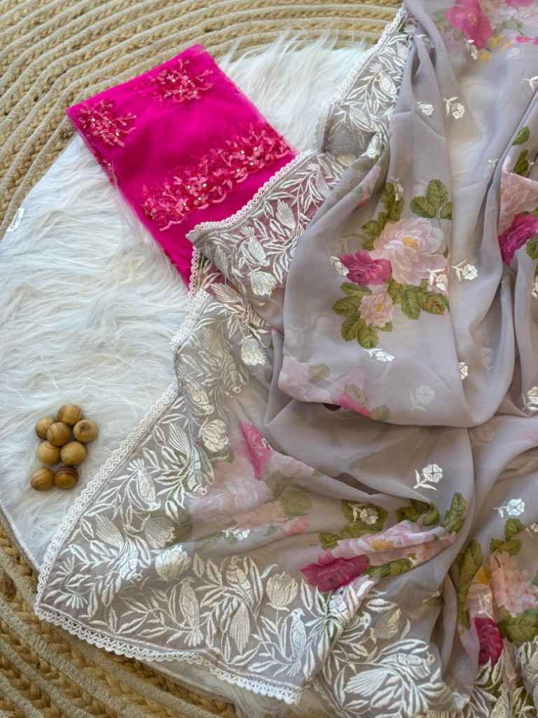 PURE GEORGETT SILK DIGITAL FLORAL PRINTED SAREE AT WHOLESALE PRICE