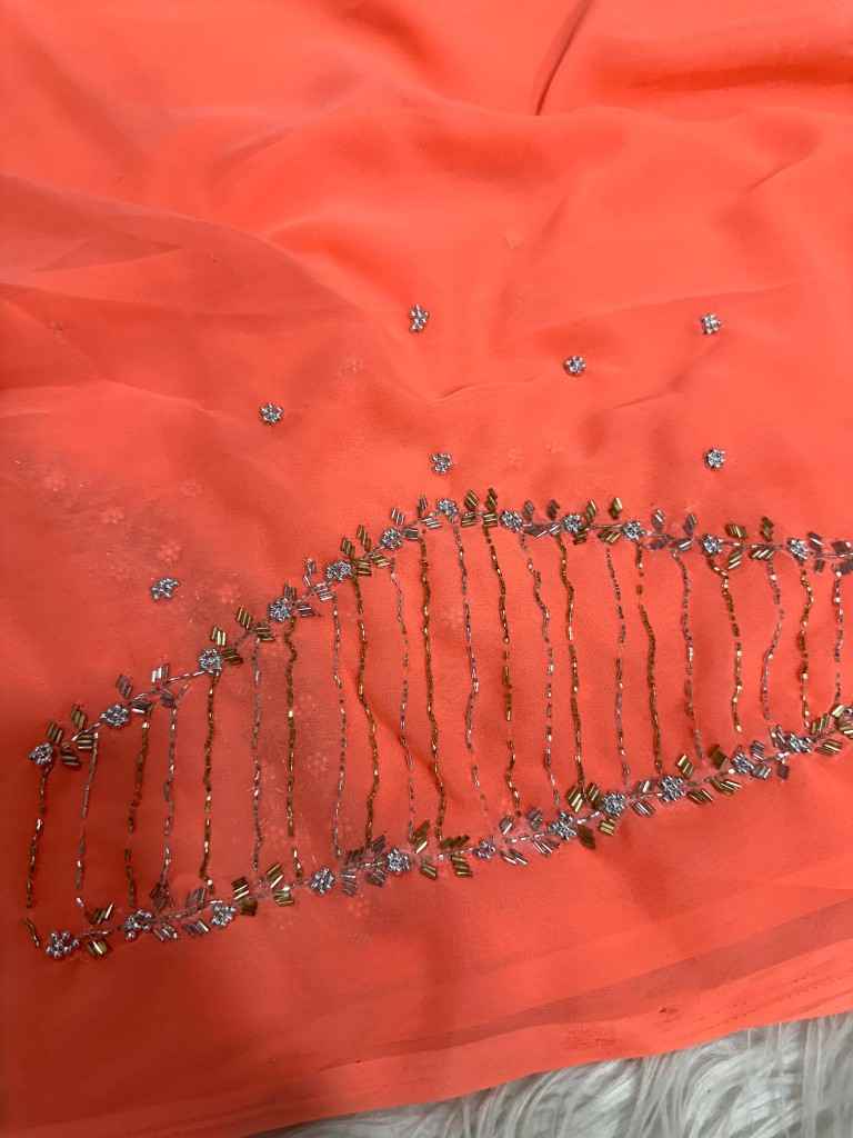 PURE GEORGETTE HAND WORK CUTDANA BORDER SAREE AT WHOLESALE PRICE