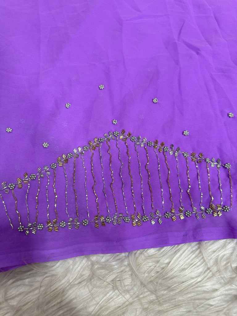 PURE GEORGETTE HAND WORK CUTDANA BORDER SAREE AT WHOLESALE PRICE