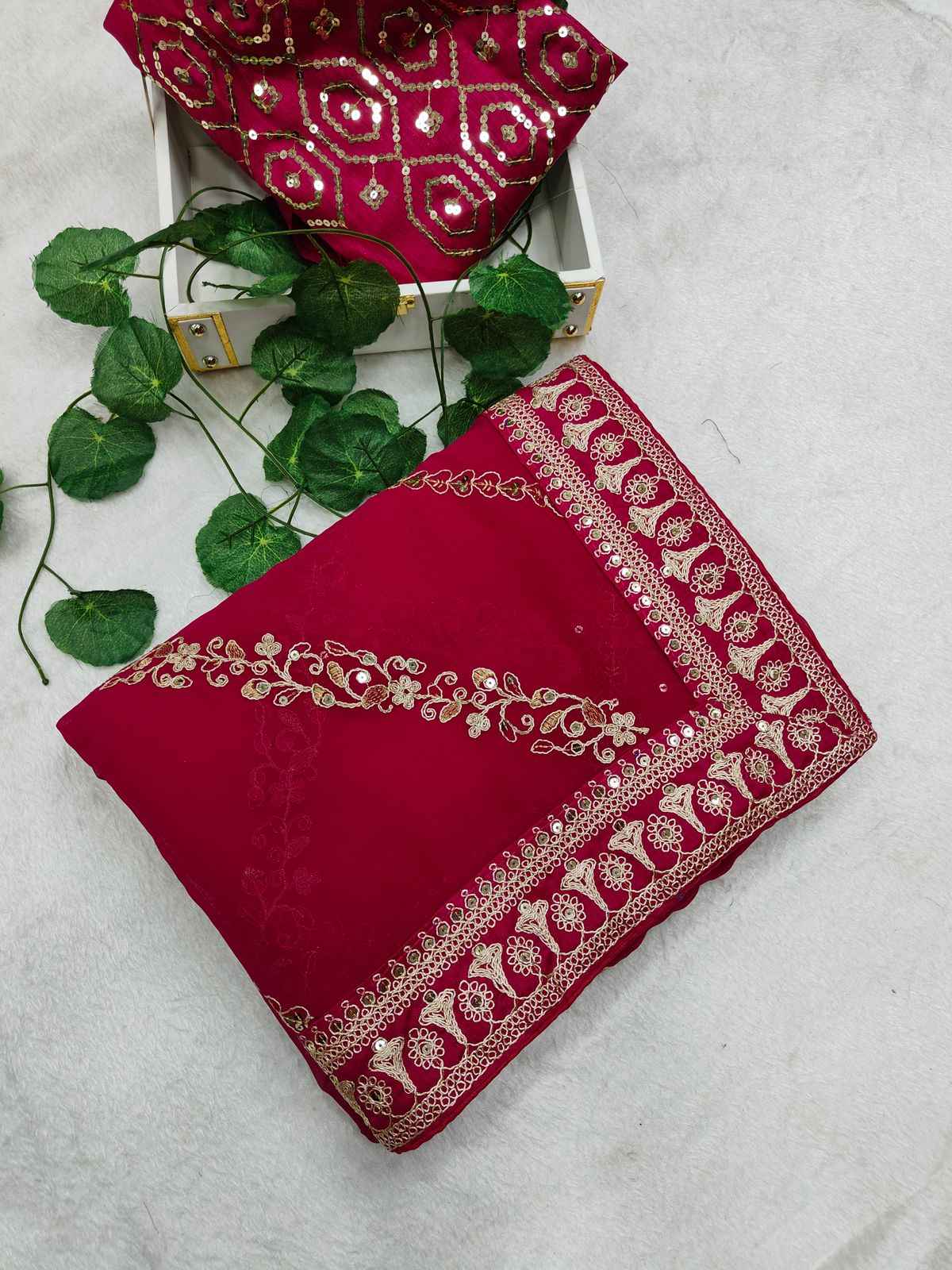 PURE GEORGETTE SEQUENCE ZARI EMBROIDERY WORK SAREE AT WHOLESALE PRICE