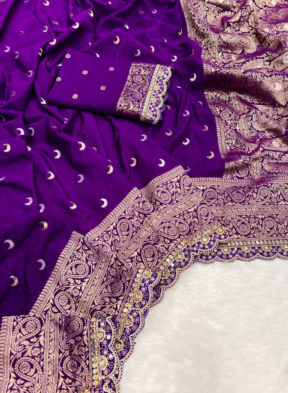 PURE KHADDI GEORGETTE KANCHI BORDER TRADITIONAL SAREE AT WHOLESALE PRICE