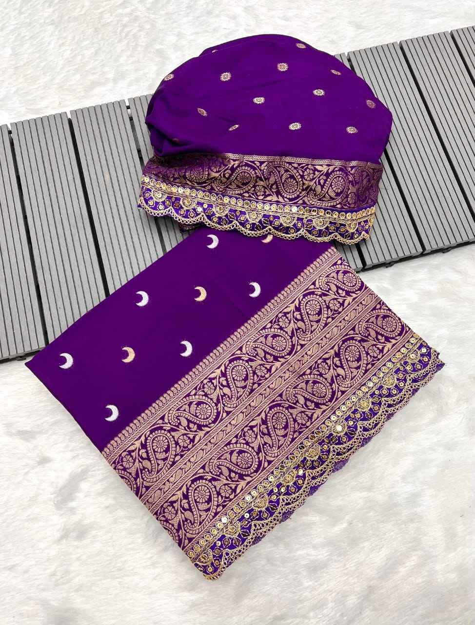 PURE KHADDI GEORGETTE KANCHI BORDER TRADITIONAL SAREE AT WHOLESALE PRICE