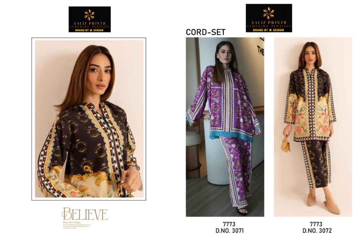 AALIZ PRINT PURE LAWN PRINTED TOP AND PLAZO CORD SET AT WHOLESALE PRICE