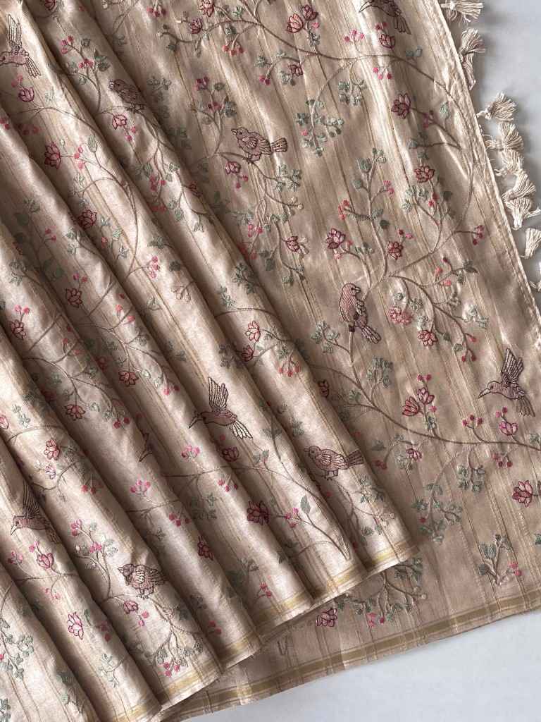 PURE LOOM TUSSAR EMBROIDERY SAREE AT WHOLESALE PRICE