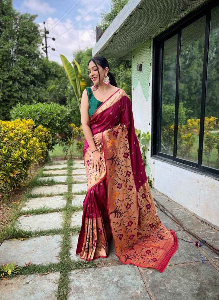 PURE PAITHANI TRADITIONAL BORDER SILK SAREE AT WHOLESALE PRICE