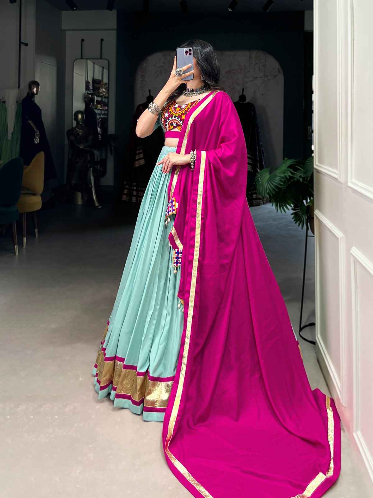 PURE RAYON EMBOSSED DESIGN LEHENGA CHOLI AT WHOLESALE PRICE