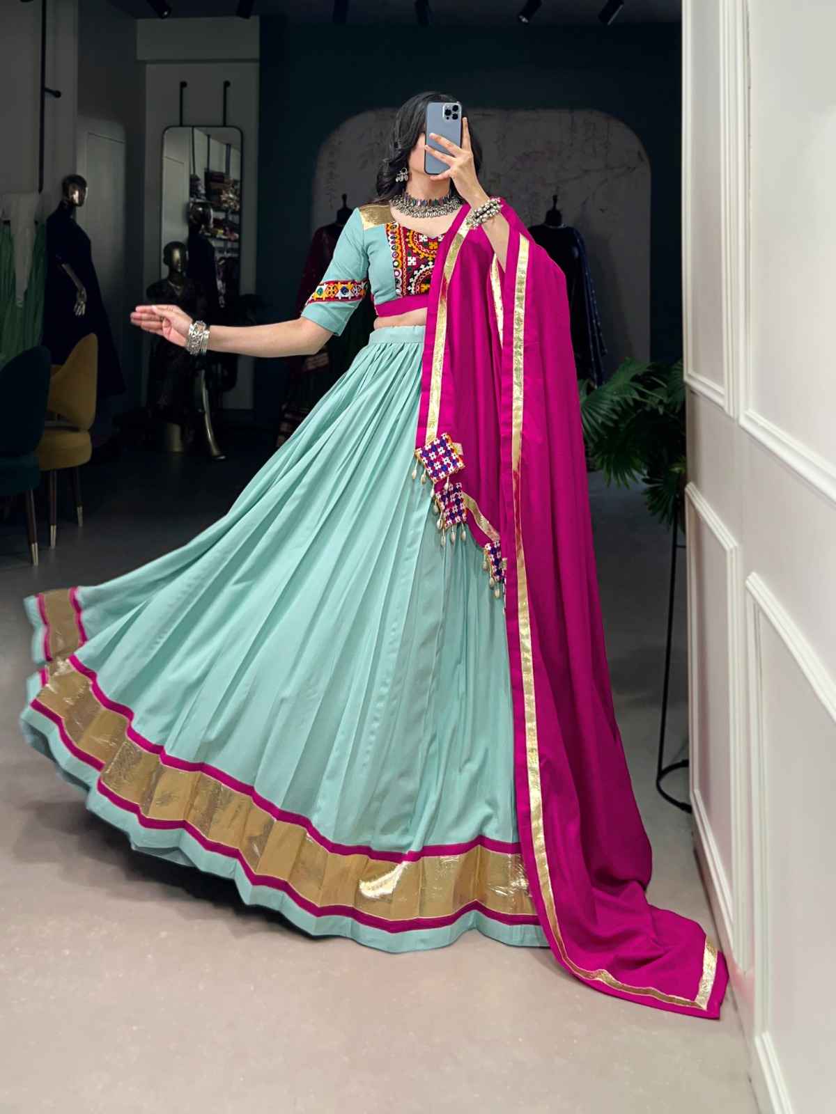 PURE RAYON EMBOSSED DESIGN LEHENGA CHOLI AT WHOLESALE PRICE