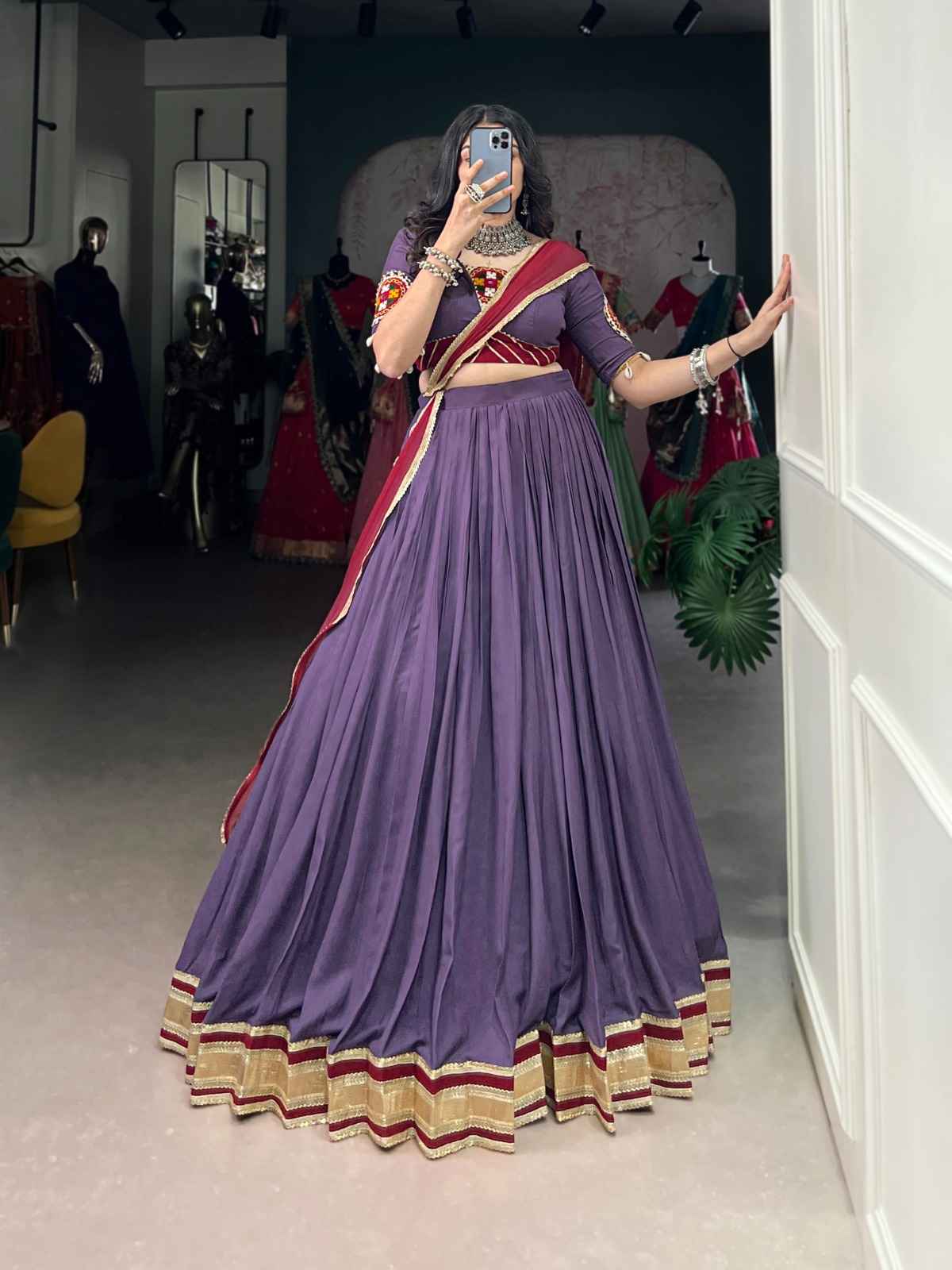 PURE RAYON EMBOSSED DESIGN WITH SEQUINS LACE BOARDER LEHENGA CHOLI AT WHOLESALE PRICE