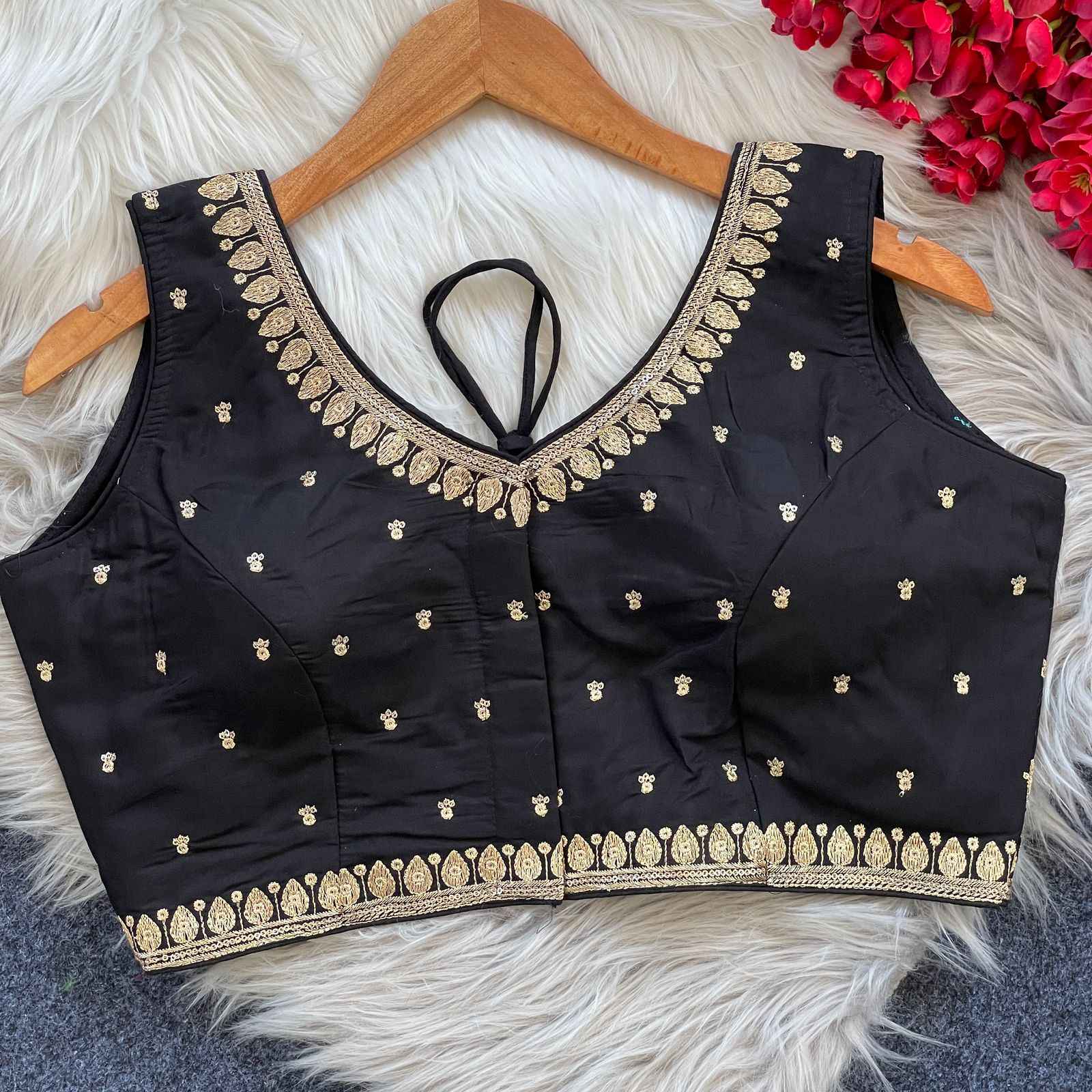 PURE ROMAN SILK HEAVY EMBROIDERY SEQUENCE WORK BLOUSE AT WHOLESALE PRICE