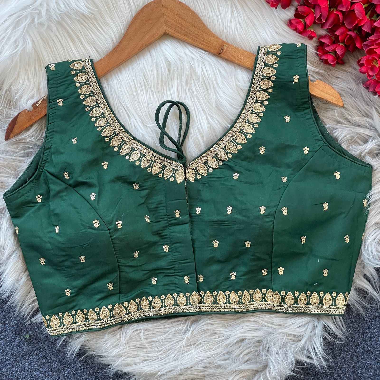 PURE ROMAN SILK HEAVY EMBROIDERY SEQUENCE WORK BLOUSE AT WHOLESALE PRICE