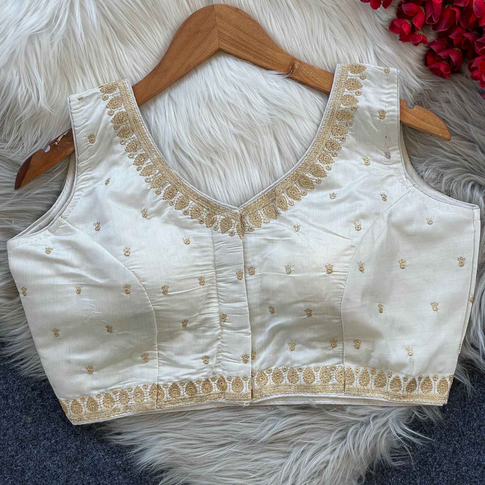 PURE ROMAN SILK HEAVY EMBROIDERY SEQUENCE WORK BLOUSE AT WHOLESALE PRICE
