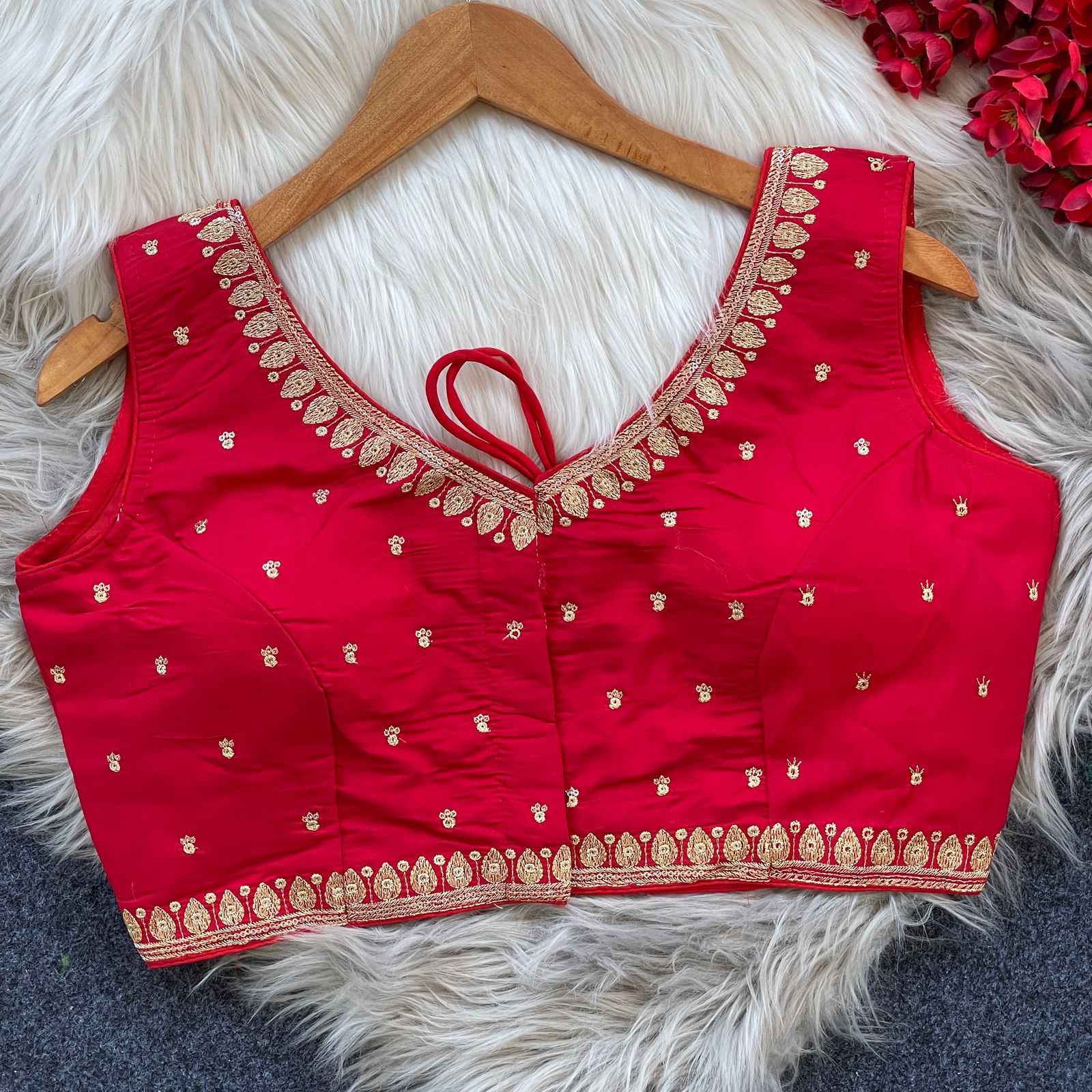 PURE ROMAN SILK HEAVY EMBROIDERY SEQUENCE WORK BLOUSE AT WHOLESALE PRICE