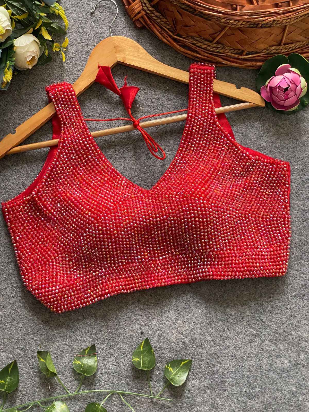 PURE SILK PEARL MOTI WORK SLEEVESLESS BLOUSE AT WHOLESALE PRICE