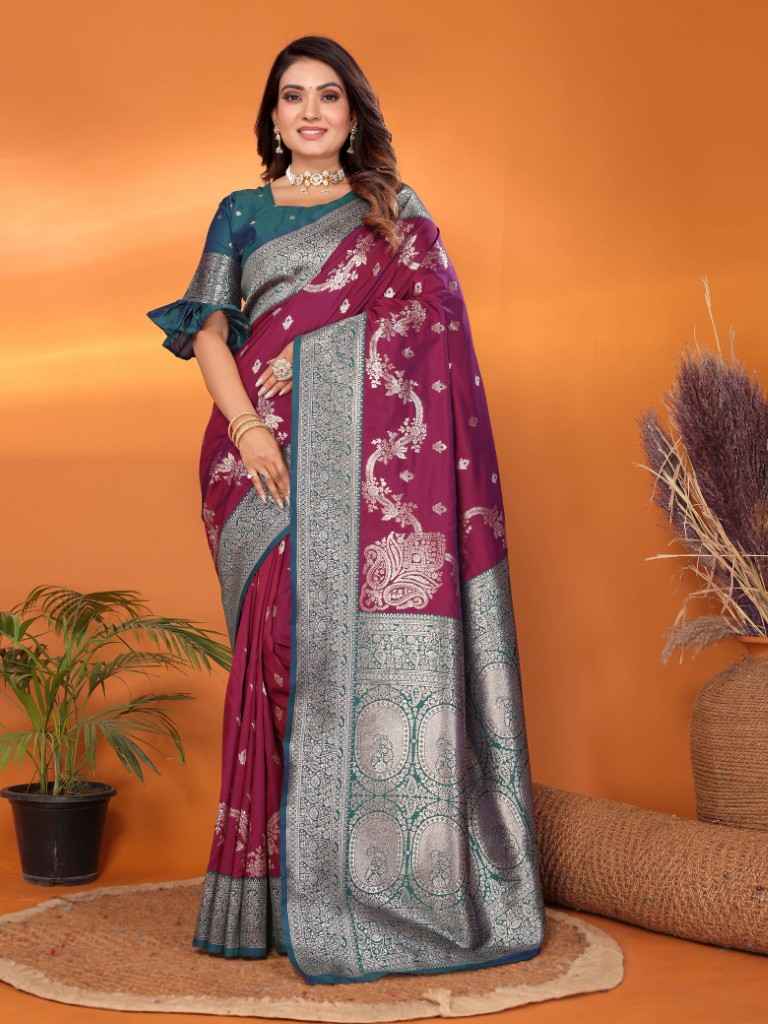 PURE SOFT BANARASI SILK WEAVING BORDER SAREE AT WHOLESALE PRICE