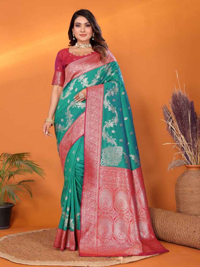 PURE SOFT BANARASI SILK WEAVING BORDER SAREE AT WHOLESALE PRICE