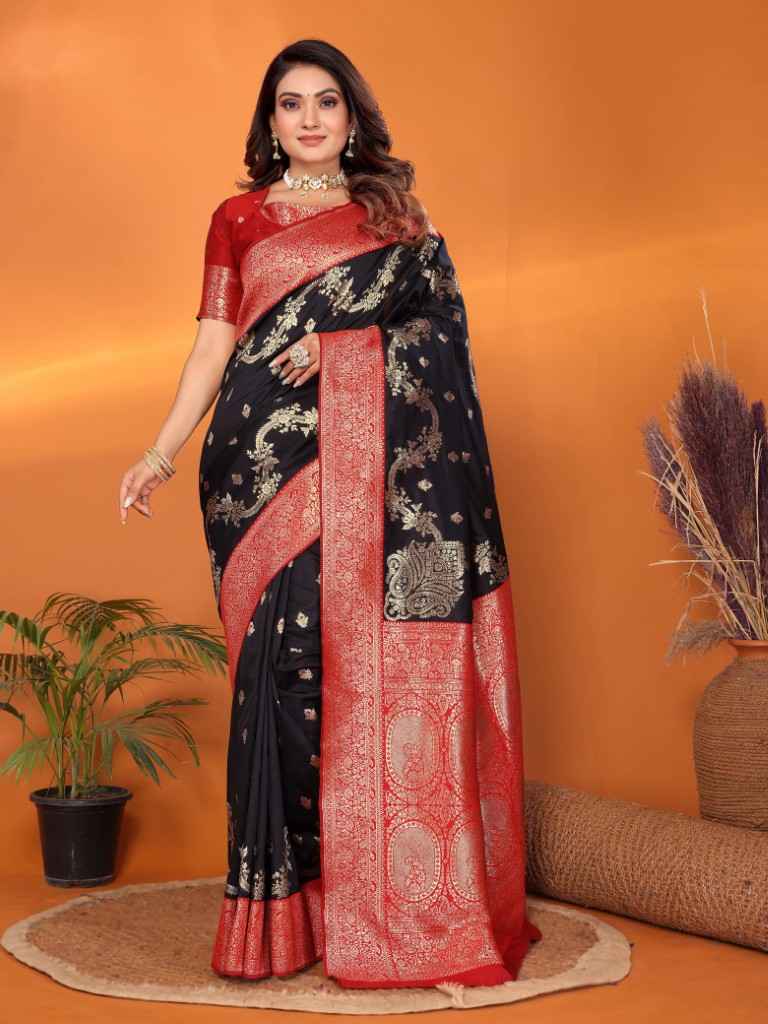 PURE SOFT BANARASI SILK WEAVING BORDER SAREE AT WHOLESALE PRICE
